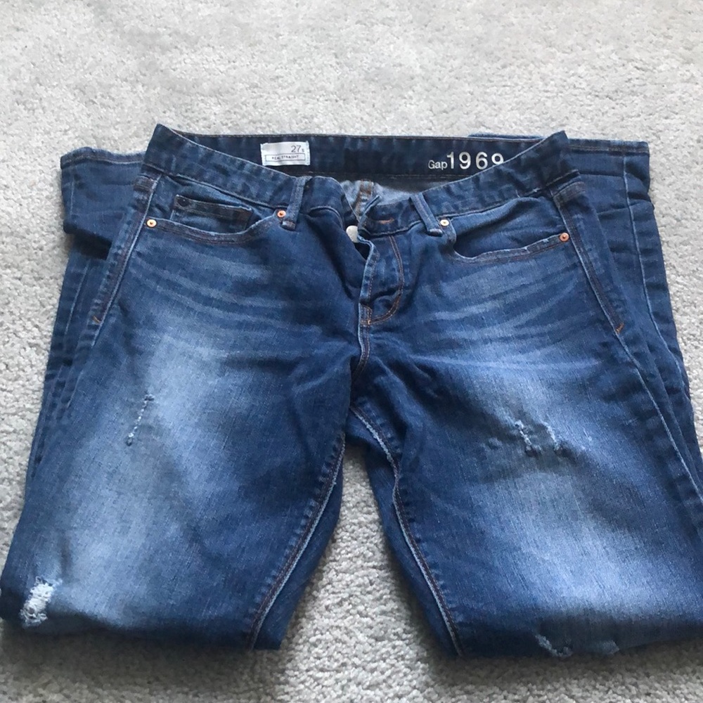 Gap real straight ripped jeans